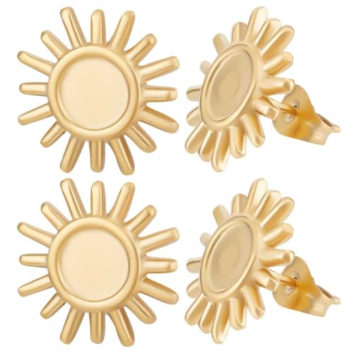 Beebeecraft 1 Box 14 Stück Sonnen-Ohrring-Zubehör 18 Karat Vergoldetes Messing Sonnenblumen-Ohrstecker-Tablett Leere Lünette Ohrring-Einstellungen Für Frauen DIY-Schmuck Baumelnde Ohrringe Beebeecraft 1 Box 14 Stück Sonnen-Ohrring-Zubehör 18 Karat Vergoldetes Messing Sonnenblumen-Ohrstecker-Tablett Leere Lünette Ohrring-Einstellungen Für Frauen DIY-Schmuck Baumelnde Ohrringe von Beebeecraft