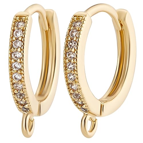 Beebeecraft 1 Box 14 Stück Zirkonia Hebelhaken 18 Karat Vergoldet Huggie Creolen Ohrringzubehör Französische Clip Ohrhaken Mit Schlaufe Für Die DIY Ohrringherstellung Beebeecraft 1 Box 14 Stück Zirkonia Hebelhaken 18 Karat Vergoldet Huggie Creolen Ohrringzubehör Französische Clip Ohrhaken Mit Schlaufe Für Die DIY Ohrringherstellung von Beebeecraft
