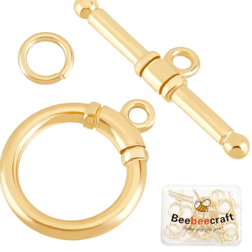 Beebeecraft 1 Box 15 Set Knebelverschlüsse Steckverbinder 18 Karat Vergoldetes Messing Runde Ring Knebel T Steg Verschlüsse Sets Für Die Herstellung von Schmuck Halsketten Armbändern Und Ohrringen Beebeecraft 1 Box 15 Set Knebelverschlüsse Steckverbinder 18 Karat Vergoldetes Messing Runde Ring Knebel T Steg Verschlüsse Sets Für Die Herstellung von Schmuck Halsketten Armbändern Und Ohrringen von Beebeecraft