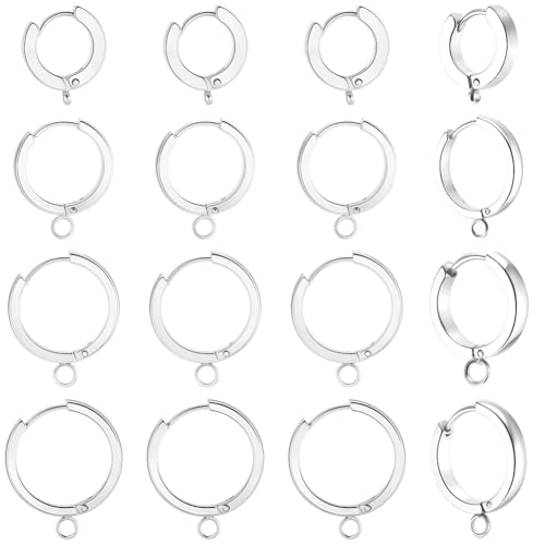 Beebeecraft 1 Box 16 Stück 15/16/18/20 mm runde Klappbügel-Ohrringhaken mit Sterlingsilber überzogene Kreolen-Ohrringe mit Edelstahl-Pin-Schlaufe für Damen-Schmuckherstellung Beebeecraft 1 Box 16 Stück 15/16/18/20 mm runde Klappbügel-Ohrringhaken mit Sterlingsilber überzogene Kreolen-Ohrringe mit Edelstahl-Pin-Schlaufe für Damen-Schmuckherstellung von Beebeecraft