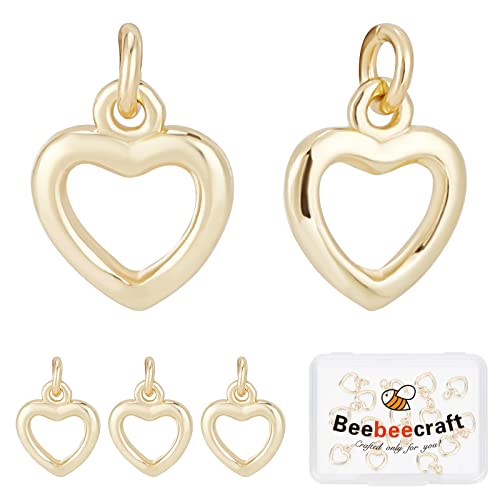Beebeecraft 1 Box 16 Stück Hohle Herz-Charms 18 Karat Vergoldetes Messing Liebes-Anhänger-Charms Mit Biegeringen Für Die DIY-Halsketten-Armband-Ohrring-Schmuckherstellung Beebeecraft 1 Box 16 Stück Hohle Herz-Charms 18 Karat Vergoldetes Messing Liebes-Anhänger-Charms Mit Biegeringen Für Die DIY-Halsketten-Armband-Ohrring-Schmuckherstellung von Beebeecraft