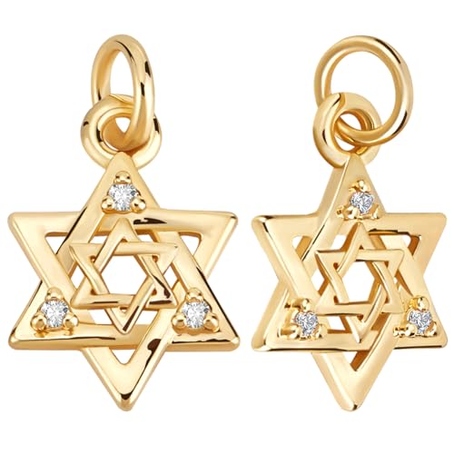 Beebeecraft 1 Box 16 Stück Kleine Davidstern Anhänger 18 Karat Vergoldete Jüdische Stern Anhänger Hohle Sechszackige Stern Anhänger Mit Seitlichem Biegering Aus Zirkonia Für Die Schmuckherstellung DIY Beebeecraft 1 Box 16 Stück Kleine Davidstern Anhänger 18 Karat Vergoldete Jüdische Stern Anhänger Hohle Sechszackige Stern Anhänger Mit Seitlichem Biegering Aus Zirkonia Für Die Schmuckherstellung DIY von Beebeecraft