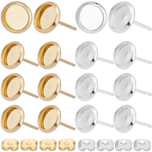 Beebeecraft 1 Box 2 Farben 60 Stück Cabochon Ohrstecker 18 Karat Vergoldeter Und Sterling Silber Beschichteter Edelstahl Runde Cabochon Ohrstecker Rohlinge Mit 8 Mm Tablett 60 Stück Ohrringverschlüsse Beebeecraft 1 Box 2 Farben 60 Stück Cabochon Ohrstecker 18 Karat Vergoldeter Und Sterling Silber Beschichteter Edelstahl Runde Cabochon Ohrstecker Rohlinge Mit 8 Mm Tablett 60 Stück Ohrringverschlüsse von Beebeecraft