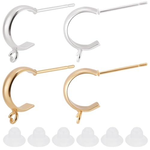 Beebeecraft 1 Box 20 Stück 2 Farben Halbe Creolen Ohrring Beschläge 18 Karat Vergoldet Runde Offene Ohrhänger 20 Stück Kunststoff Ohrmuttern Silberne Ohrringhaken Zur Schmuckherstellung DIY Beebeecraft 1 Box 20 Stück 2 Farben Halbe Creolen Ohrring Beschläge 18 Karat Vergoldet Runde Offene Ohrhänger 20 Stück Kunststoff Ohrmuttern Silberne Ohrringhaken Zur Schmuckherstellung DIY von Beebeecraft