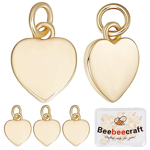 Beebeecraft 1 Box 20 Stück Herzanhänger 18K Vergoldet Liebesanhänger Baumelnde Charms Mit Biegeringen Für DIY Halskette Armband Ohrring Hochzeit Schmuckherstellung von Beebeecraft