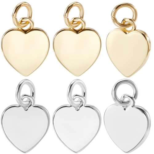 Beebeecraft 1 Box 20 Stück Liebesherz Anhänger 18 Karat Gold Und 925 Sterling Silber Plattiert Herzförmige Anhänger Zum Valentinstag Mit Biegeringen Für Halsketten Ohrringe Schmuckherstellung DIY Beebeecraft 1 Box 20 Stück Liebesherz Anhänger 18 Karat Gold Und 925 Sterling Silber Plattiert Herzförmige Anhänger Zum Valentinstag Mit Biegeringen Für Halsketten Ohrringe Schmuckherstellung DIY von Beebeecraft