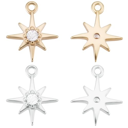 Beebeecraft 1 Box 20 Stück Nordstern Anhänger 18 Karat Gold Und Platinbeschichtetes Messing Zirkonia Mikropflaster Pentagramm Anhänger Kleine Sterne Anhänger Für Die Schmuckherstellung Ohrringe Beebeecraft 1 Box 20 Stück Nordstern Anhänger 18 Karat Gold Und Platinbeschichtetes Messing Zirkonia Mikropflaster Pentagramm Anhänger Kleine Sterne Anhänger Für Die Schmuckherstellung Ohrringe von Beebeecraft
