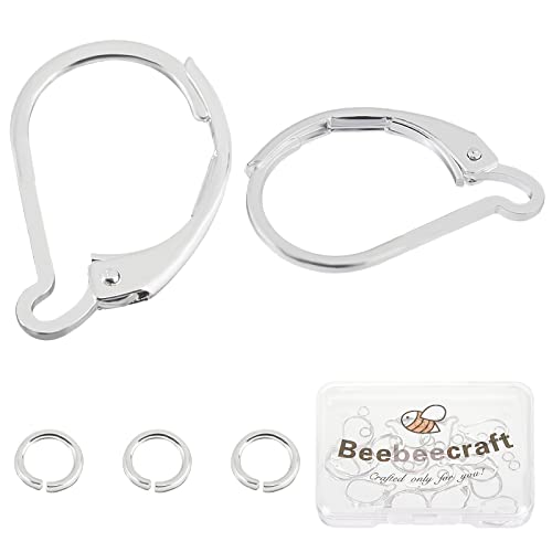 Beebeecraft 1 Box 20 Stück Ohrhaken Mit 925 Sterling Silber Plattierte Ohrring Haken 15.6x10 mm Ohrdraht Klipp Ohrring Verbindungsstück Mit 20 Stück Offenen Biegeringen von Beebeecraft