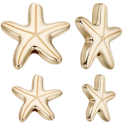Beebeecraft 1 Box 20 Stück Seestern Perlen Aus Metall Echt 18 Karat Vergoldet Ozean Thema Sommer/Strand Charms Tier/Meeresleben Stern Abstandshalter Perle Für Die Schmuckherstellung Ohrringe von Beebeecraft