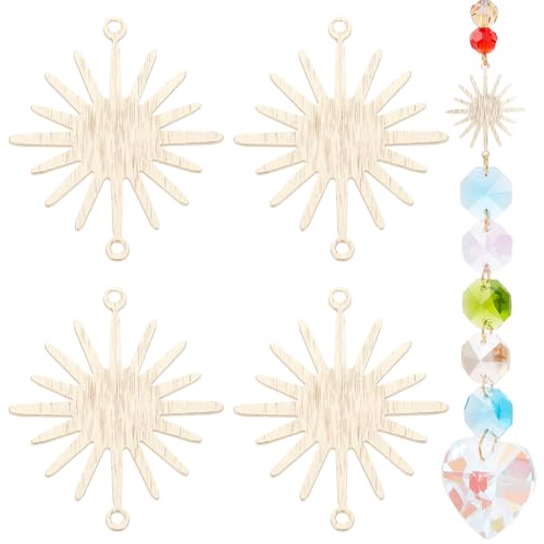 Beebeecraft 1 Box 20 Stück Sonnen Anschluss Anhänger 1x0.8714cm 2 Karat Vergoldetes Messing Flache Sonnenfinsternis Anhänger (5) Löcher Für Die Schmuckherstellung DIY Halsketten Und Ohrringe von Beebeecraft