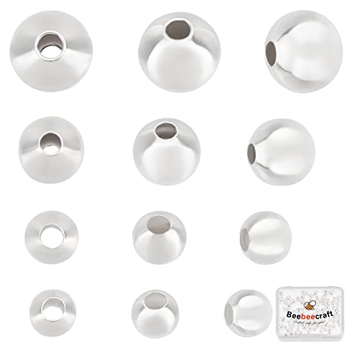 Beebeecraft 1 Box 200 Stück Runde Abstandsperlen 925 Sterling Silber plattiert Messing Glatte Lose Perlen Anlaufbeständig Nahtlos Für Halskette Armband Ohrring Schmuckherstellung 5/4/5/6mm Beebeecraft 1 Box 200 Stück Runde Abstandsperlen 925 Sterling Silber plattiert Messing Glatte Lose Perlen Anlaufbeständig Nahtlos Für Halskette Armband Ohrring Schmuckherstellung 5/4/5/6mm von Beebeecraft