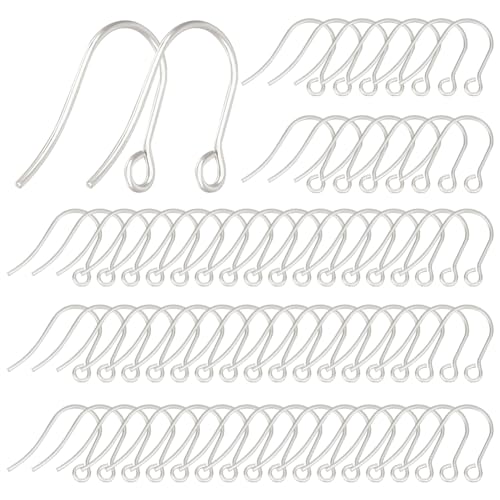 Beebeecraft 1 Box 200 Stück Ohrringhaken Set aus Edelstahl mit horizontaler Schleife für DIY Schmuckherstellung von Beebeecraft