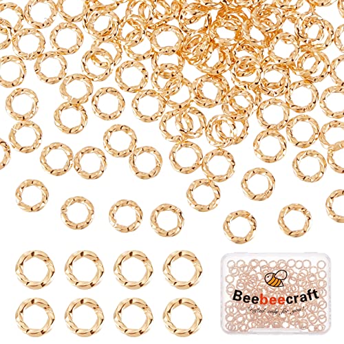 Beebeecraft 1 Box 200 Stück Verdrehte Offene Biegeringe 18K Vergoldete Biegeringe Verbindungsstücke 6mm O-Ringe Für DIY Ohrring-Armband-Halsketten von Beebeecraft