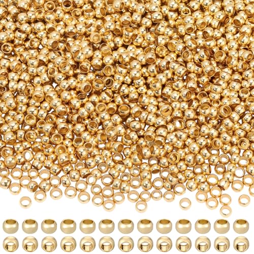 Beebeecraft 1 Box 2000 Stück runde Quetschperlen, 2 mm, 18 Karat vergoldetes Messing, Metall, Rondelle, Quetsch-Abstandshalter für Schmuckherstellung, Halsketten, Armbänder, Ohrringe, DIY Handwerk Beebeecraft 1 Box 2000 Stück runde Quetschperlen, 2 mm, 18 Karat vergoldetes Messing, Metall, Rondelle, Quetsch-Abstandshalter für Schmuckherstellung, Halsketten, Armbänder, Ohrringe, DIY Handwerk von Beebeecraft