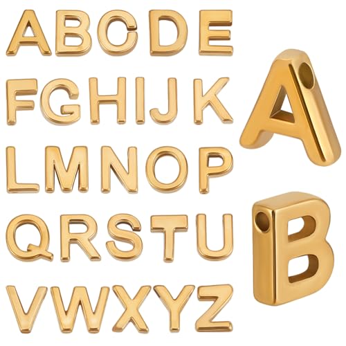 Beebeecraft 1 Box 26 Stück Metall Buchstabenperlen 18 Karat Vergoldet 304 Flache Edelstahl Alphabet Anhänger von A Bis Z Für Die Schmuckherstellung DIY Basteln Loch 1.6mm Beebeecraft 1 Box 26 Stück Metall Buchstabenperlen 18 Karat Vergoldet 304 Flache Edelstahl Alphabet Anhänger von A Bis Z Für Die Schmuckherstellung DIY Basteln Loch 1.6mm von Beebeecraft