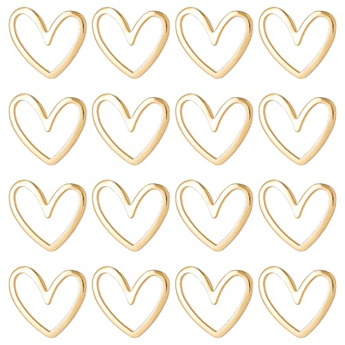 Beebeecraft 1 Box 30 Stück 18 Karat Vergoldete Herzglieder Liebesherz Hohlrahmen Lünette Verbinder 11.5x13x1 mm Für Die Herstellung von Ohrringen Halsketten Und Schmuck von Beebeecraft