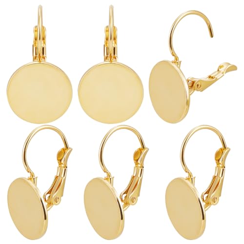 Beebeecraft 1 Box 30 Stück Brisur-Ohrringe 18 Karat Vergoldete Messing-Lünettenschale Ohrring-Komponenten Mit Flacher Runder Fassung Für Die Herstellung von Cabochon-Ohrringen Und Baumelndem Schmuck Beebeecraft 1 Box 30 Stück Brisur-Ohrringe 18 Karat Vergoldete Messing-Lünettenschale Ohrring-Komponenten Mit Flacher Runder Fassung Für Die Herstellung von Cabochon-Ohrringen Und Baumelndem Schmuck von Beebeecraft