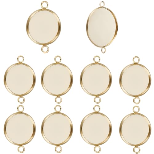 Beebeecraft 1 Box 30 Stück Cabochon Anschlussschalen 24 Karat Vergoldet 201 runde Verbindungsanhänger Aus Edelstahl Glatte Kante Lünette Für Die Schmuckherstellung DIY Handwerk von Beebeecraft