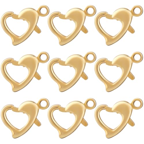 Beebeecraft 1 Box 30 Stück Herz Karabinerverschlüsse 18 Karat Vergoldetes Messing Karabinerhaken Schmuckarmbandverschlüsse Verbindungsstück Mit Biegering Für Valentinstag DIY Schmuckherstellung Beebeecraft 1 Box 30 Stück Herz Karabinerverschlüsse 18 Karat Vergoldetes Messing Karabinerhaken Schmuckarmbandverschlüsse Verbindungsstück Mit Biegering Für Valentinstag DIY Schmuckherstellung von Beebeecraft