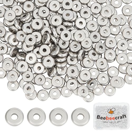 Beebeecraft 1 Box 300 Stück Flache Runde Abstandsperlen Aus Edelstahl Metall Flache Distanzscheiben Lose Schmuckherstellung Perlen Für Armbänder Herstellung von DIY Halsketten Schmuckhandwerk Beebeecraft 1 Box 300 Stück Flache Runde Abstandsperlen Aus Edelstahl Metall Flache Distanzscheiben Lose Schmuckherstellung Perlen Für Armbänder Herstellung von DIY Halsketten Schmuckhandwerk von Beebeecraft