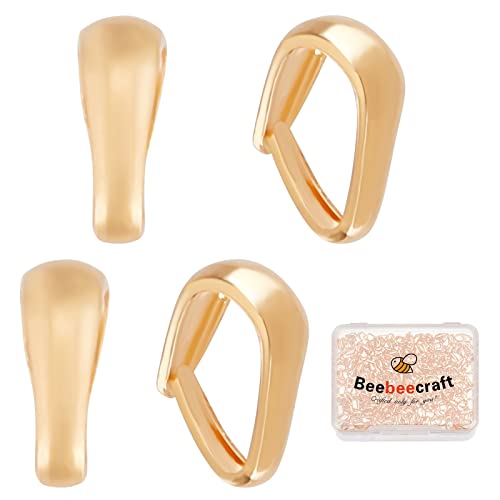Beebeecraft 1 Box 300 Stück Karabinerhaken, 18 Karat vergoldetes Messing, 3,5 x 5,5 mm, Tropfenform, Halskettenverschlüsse, Anhänger für Halskette, Schmuckherstellung von Beebeecraft