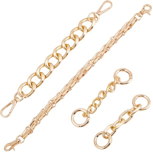 Beebeecraft 1 Box 4 Stile Metall Geldbörsen Ketten Gurtverlängerung Legierung Gold Ersatz Verlängerungskette Für Umhängetaschen Gurt Mit Schnalle Für Clutch Mini Tasche Handtaschenzubehör Charms von Beebeecraft