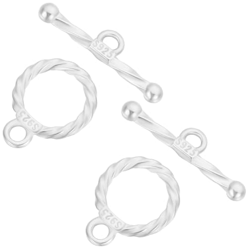 Beebeecraft 1 Box 4 Stück Knebelverschlüsse 925 strukturierte Ring Knebelverschlüsse Aus Sterlingsilber T Stange Runde Schnalle Endverschlüsse Für Die Herstellung von Halsketten Armbändern Beebeecraft 1 Box 4 Stück Knebelverschlüsse 925 strukturierte Ring Knebelverschlüsse Aus Sterlingsilber T Stange Runde Schnalle Endverschlüsse Für Die Herstellung von Halsketten Armbändern von Beebeecraft
