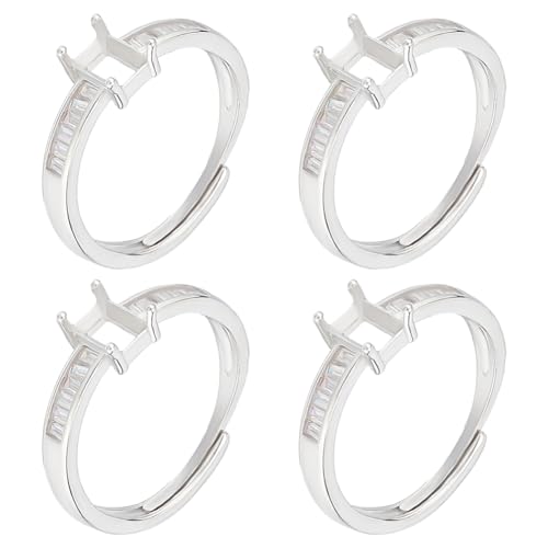 Beebeecraft 1 Box 4 Stück Prong Ring Rohlinge mit Sterling Silber überzogenen Kubikzirkonia verstellbare 4 Klauen Prong Ring Einstellungen Finger Ring Komponenten für Schmuckherstellung Beebeecraft 1 Box 4 Stück Prong Ring Rohlinge mit Sterling Silber überzogenen Kubikzirkonia verstellbare 4 Klauen Prong Ring Einstellungen Finger Ring Komponenten für Schmuckherstellung von Beebeecraft