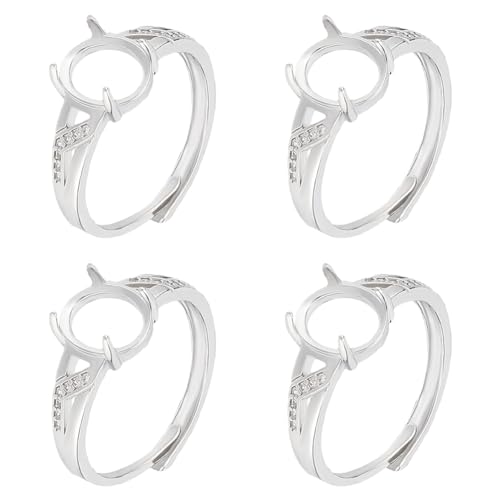 Beebeecraft 1 Box 4 Zinkenringfassungen Verstellbare Zirkonia 4 Krallen Ringrohlinge Fingerring Komponenten Für Schmuckherstellung Zubehör DIY Bastelarbeiten von Beebeecraft