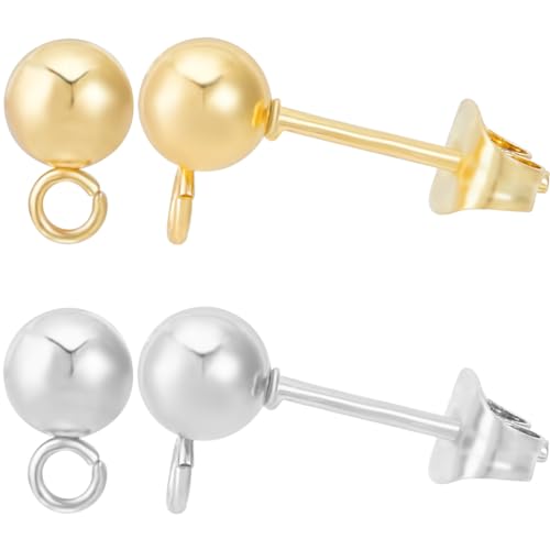 Beebeecraft 1 Box 40 Stück 2 Stile 6 mm Kugelpfosten Ohrstecker 18 Karat Vergoldet 202 runde Ohrstecker Aus Edelstahl Mit Öse Und 40 Ohrmuttern Ohrring Komponente Für Die DIY Schmuckherstellung Beebeecraft 1 Box 40 Stück 2 Stile 6 mm Kugelpfosten Ohrstecker 18 Karat Vergoldet 202 runde Ohrstecker Aus Edelstahl Mit Öse Und 40 Ohrmuttern Ohrring Komponente Für Die DIY Schmuckherstellung von Beebeecraft