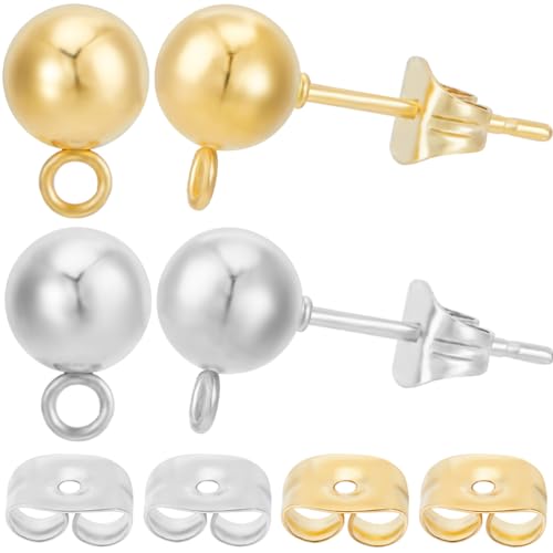 Beebeecraft 1 Box 40 Stück 2 Stile 6 mm Kugelpfosten Ohrstecker Ohrstecker 24 Karat Vergoldeter Runder Ohrstecker Aus Edelstahl Mit Öse Und Ohrmuttern Ohrring Komponente Für Die Beebeecraft 1 Box 40 Stück 2 Stile 6 mm Kugelpfosten Ohrstecker Ohrstecker 24 Karat Vergoldeter Runder Ohrstecker Aus Edelstahl Mit Öse Und Ohrmuttern Ohrring Komponente Für Die von Beebeecraft