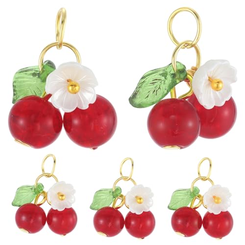 Beebeecraft 1 Box 40 Stück Glas Anhänger Mit Roten Kirschen Harz 3D Obst Anhänger Süße Mini Perlenanhänger Mit Goldenen Biegeringen Für DIY Schmuckherstellungszubehör Beebeecraft 1 Box 40 Stück Glas Anhänger Mit Roten Kirschen Harz 3D Obst Anhänger Süße Mini Perlenanhänger Mit Goldenen Biegeringen Für DIY Schmuckherstellungszubehör von Beebeecraft