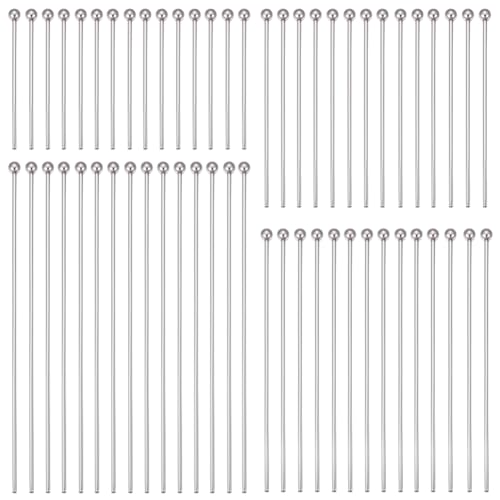 Beebeecraft 1 Box 400 Stück Kugelkopfnadeln Aus Edelstahl 4 Größen 21/30/40/50 mm Schmucknadeln Biegbare Nietstifte Für Armbänder Halsketten Schmuckherstellung DIY-Handwerk Kopf: 2 mm von Beebeecraft