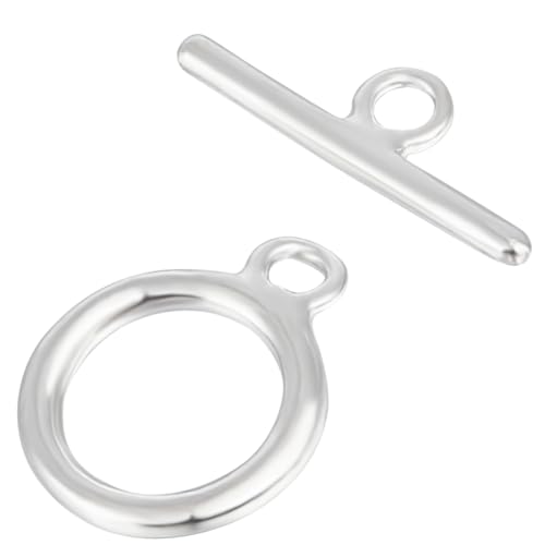 Beebeecraft 1 Box 5 Stück Ring-Knebelverschlüsse aus Sterlingsilber, Schmuckverschlüsse, Verbindungsstücke, runde Ring-Knebel-T-Stange für Halsketten, Armbänder, Ohrringe von Beebeecraft