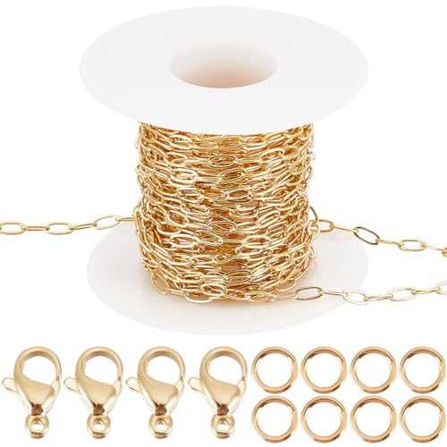 Beebeecraft 1 Box 5 m Flache Ovale Büroklammerketten Aus 18 Karat Vergoldetem Messing 6 mm Ovale Klobige Gliederkette Mit 20 Karabinerverschlüssen Und 50 Biegeringen Für Die Schmuckherstellung Beebeecraft 1 Box 5 m Flache Ovale Büroklammerketten Aus 18 Karat Vergoldetem Messing 6 mm Ovale Klobige Gliederkette Mit 20 Karabinerverschlüssen Und 50 Biegeringen Für Die Schmuckherstellung von Beebeecraft
