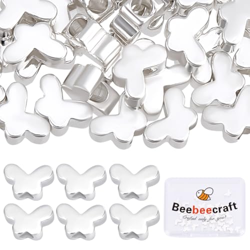 Beebeecraft 1 Box 50 Schmetterlings Abstandshalterperlen 925 Sterling Versilberte Messing Metallperlen Charms Für Die DIY Herstellung von Halsketten Armbändern Und Schmuck von Beebeecraft