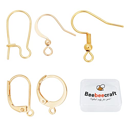 Beebeecraft 1 Box 50 Stück 5 Stil Ohrringhaken Mit Schleifenloch 18K Vergoldetes Ohrringherstellungsset Leverback Huggies Ohrhaken Für Die Herstellung von Schmuckohrringen Beebeecraft 1 Box 50 Stück 5 Stil Ohrringhaken Mit Schleifenloch 18K Vergoldetes Ohrringherstellungsset Leverback Huggies Ohrhaken Für Die Herstellung von Schmuckohrringen von Beebeecraft