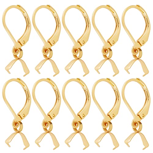 Beebeecraft 1 Box 50 Stück Französische Ohrringhaken Edelstahl Brisur Ohrring Zubehör Mit Anhänger Bails Goldene Ohrringzubehör Für Die Schmuckherstellung von Beebeecraft