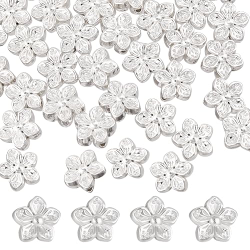 Beebeecraft 1 Box 50 Stück Silberne Blumenperlen Pfirsichblüte 925 Sterling Silber Plattiert 0.5mm Loch Florale Lose Abstandsperle Für Die Schmuckherstellung Charms Armbänder Halsketten Ohrringe Beebeecraft 1 Box 50 Stück Silberne Blumenperlen Pfirsichblüte 925 Sterling Silber Plattiert 0.5mm Loch Florale Lose Abstandsperle Für Die Schmuckherstellung Charms Armbänder Halsketten Ohrringe von Beebeecraft
