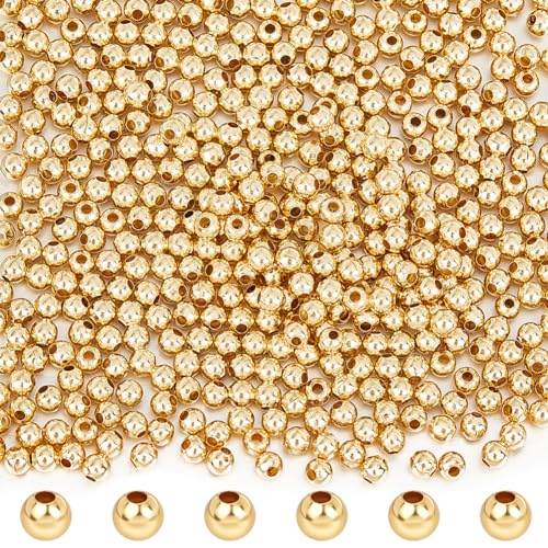 Beebeecraft 1 Box 500 Stück Hohl Runde Perlen 24K vergoldetes Edelstahl 4mm runde glatte lose Perlen für DIY Handwerk Armband Halskette Schmuckherstellung Zubehör Beebeecraft 1 Box 500 Stück Hohl Runde Perlen 24K vergoldetes Edelstahl 4mm runde glatte lose Perlen für DIY Handwerk Armband Halskette Schmuckherstellung Zubehör von Beebeecraft