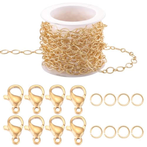 Beebeecraft 1 Box 5M Gedrehte Gliederkette 18K Vergoldet Ovale Strukturierte Gliederketten Halskette Mit 50 Karabinerverschlüssen 50 Biegeringen Für Die Schmuckherstellung Beebeecraft 1 Box 5M Gedrehte Gliederkette 18K Vergoldet Ovale Strukturierte Gliederketten Halskette Mit 50 Karabinerverschlüssen 50 Biegeringen Für Die Schmuckherstellung von Beebeecraft