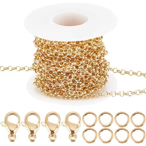 Beebeecraft 1 Box 5M Gelötete Messingpanzerketten 18K Vergoldetes Messing 3.5mm Ovale Klobige Gliederkette Mit 20Karabinerverschlüssen Und 50 Biegeringen Für Die Schmuckherstellung Beebeecraft 1 Box 5M Gelötete Messingpanzerketten 18K Vergoldetes Messing 3.5mm Ovale Klobige Gliederkette Mit 20Karabinerverschlüssen Und 50 Biegeringen Für Die Schmuckherstellung von Beebeecraft