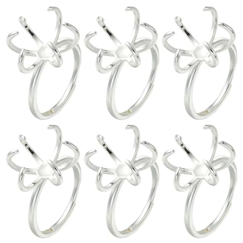 Beebeecraft 1 Box 6 Stück 6 Krallenringrohlinge Sterling Silber Plattiertes Messing Verstellbare Ringfassungen Krappen Fingerkomponenten Für Schmuckherstellung Zubehör DIY Basteln Beebeecraft 1 Box 6 Stück 6 Krallenringrohlinge Sterling Silber Plattiertes Messing Verstellbare Ringfassungen Krappen Fingerkomponenten Für Schmuckherstellung Zubehör DIY Basteln von Beebeecraft