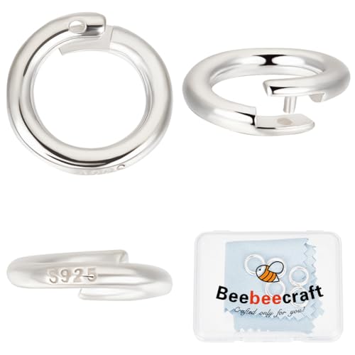 Beebeecraft 1 Box 6 Stück 925 Sterling Silber Split Bindering OD 10 mm ID 6,5 mm runder Verbindungsverbinder Verriegelung Binderinge Offener O-Ring für Charms, Halsketten, Ohrringe, Anhänger von Beebeecraft