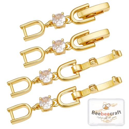 Beebeecraft 1 Box 6 Stück Armbandverlängerung 18 Karat Vergoldetes Messing Zirkonia Faltverschlüsse Mit Schlaufe Für Die Herstellung von Armbändern DIY-Schmuck Bastelarbeiten von Beebeecraft