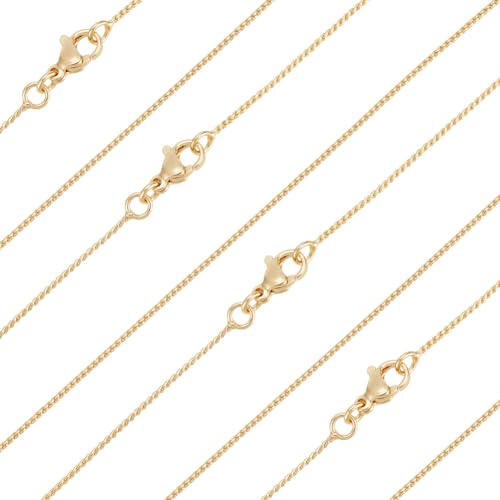 Beebeecraft 1 Box 6 Stück Serpentinenkette Für Damen 18 Karat Vergoldetes Messing Schlangenkette Kabelkette Halsketten Mit Karabinerverschluss 19.69 Zoll (500mm) von Beebeecraft