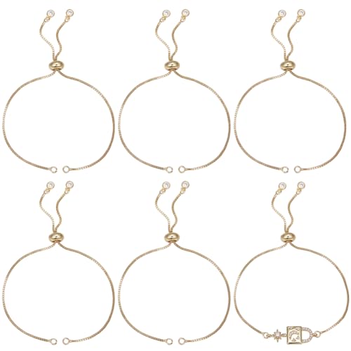 Beebeecraft 1 Box 6 Stück Verstellbares Schiebearmband Mit 18 Karat Vergoldetem Zirkonia Italienischen Kugelperlen Kettenglieder Halskettenherstellung Für DIY Schmuck Beebeecraft 1 Box 6 Stück Verstellbares Schiebearmband Mit 18 Karat Vergoldetem Zirkonia Italienischen Kugelperlen Kettenglieder Halskettenherstellung Für DIY Schmuck von Beebeecraft