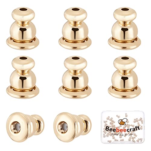 Beebeecraft 1 Box 60 Stück Verriegelungs-Ohrring-Verschlüsse Für Ohrstecker 14K Vergoldetes Messing Kugel-Ohrring-Verschlüsse Ersatz 6x5 mm Für Ohrstecker von Beebeecraft