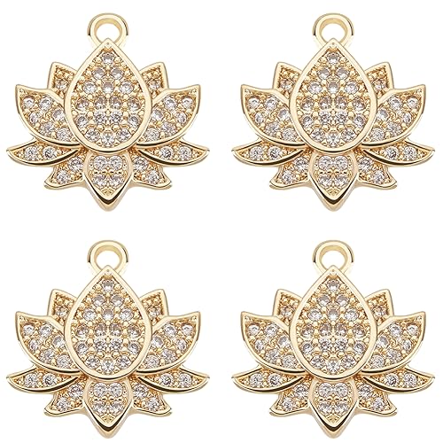 Beebeecraft 1 Box 8 Stück Lotusblüten-Charms 18 Karat Vergoldetes Messing Kubische Zirkonia Flache Runde Blumen-Anhänger-Charms Mit Biegering Für Selbstgemachte Beebeecraft 1 Box 8 Stück Lotusblüten-Charms 18 Karat Vergoldetes Messing Kubische Zirkonia Flache Runde Blumen-Anhänger-Charms Mit Biegering Für Selbstgemachte von Beebeecraft