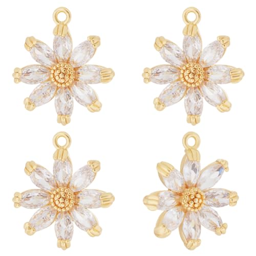 Beebeecraft 1 Box 8 Stück Mini Sonnenblumen Charms 18 Karat Vergoldet Mikro Pavé Klarer CZ Stein Helianthus Förmiger Anhänger Mit Biegering Für DIY Schmuckherstellungszubehör Beebeecraft 1 Box 8 Stück Mini Sonnenblumen Charms 18 Karat Vergoldet Mikro Pavé Klarer CZ Stein Helianthus Förmiger Anhänger Mit Biegering Für DIY Schmuckherstellungszubehör von Beebeecraft